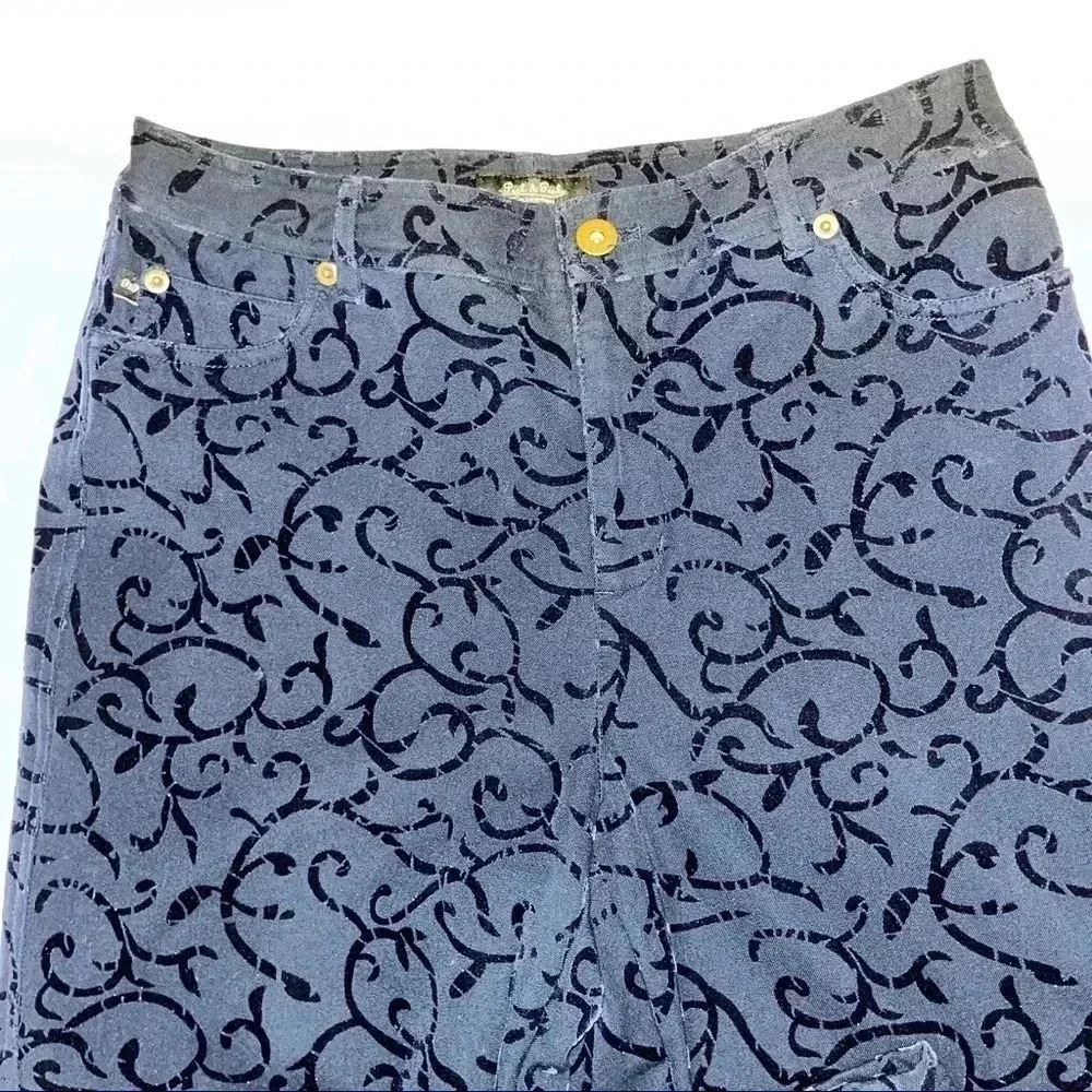 Peck and Peck Brand Stamped velveteen pants Navy and Black - Picture 6 of 7